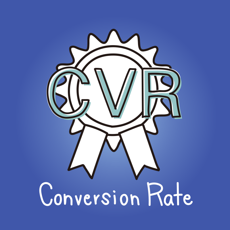 「CVR (Conversion Rate)」と書かれたメダルのイラストアイコン:フォーム離脱率改善によるコンバージョン増加を象徴