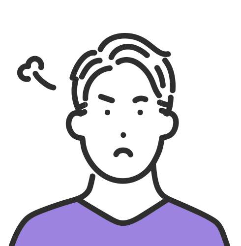 送信ボタンを押した後にエラーが連発し、どこを直せばよいか分からずやる気を失っている男性のイラスト