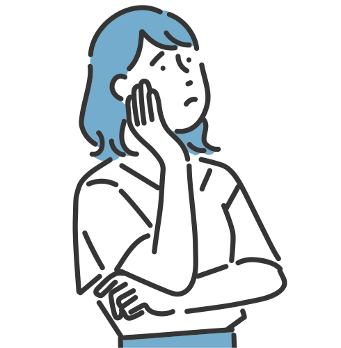 個人情報のセキュリティや送信後の営業電話に対して不安を感じ、フォーム送信をためらっている女性のイラスト