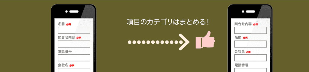 項目の順序をカテゴリや種類ごとに整理する